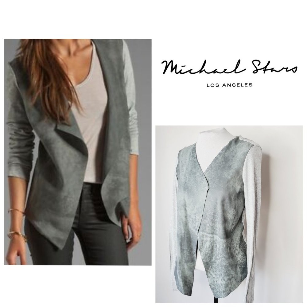 ANTHRO MICHAEL STARS Genuine Leather Cardigan